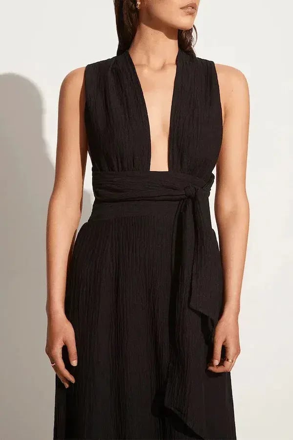 Faithfull The Brand Tropiques Maxi Dress Black Size 12 photo 4