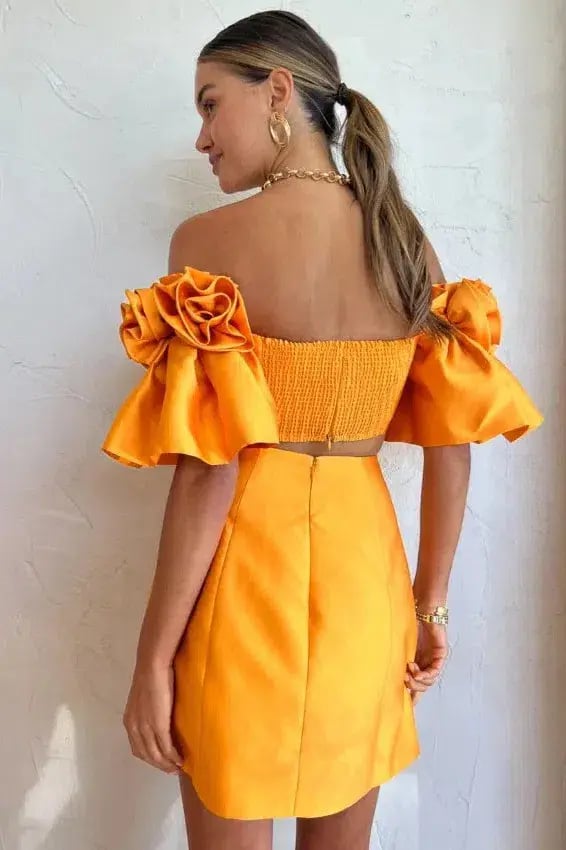 Alemais Macie Rosette Mini Dress in Tangerine Size S / AU 8 photo 4