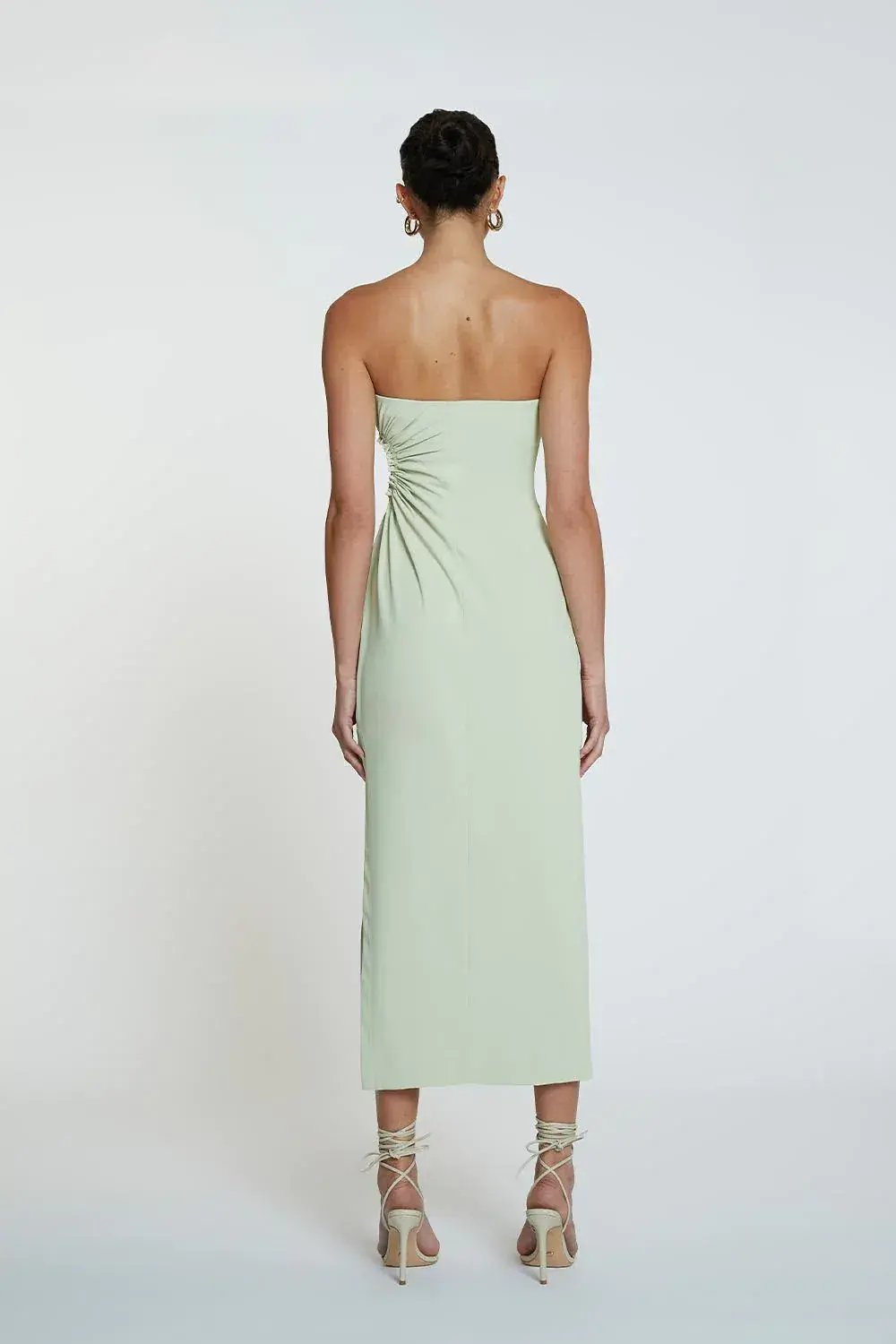 By Johnny Selena Strapless Midi Dress Avocado Green Size 10 / M photo 6