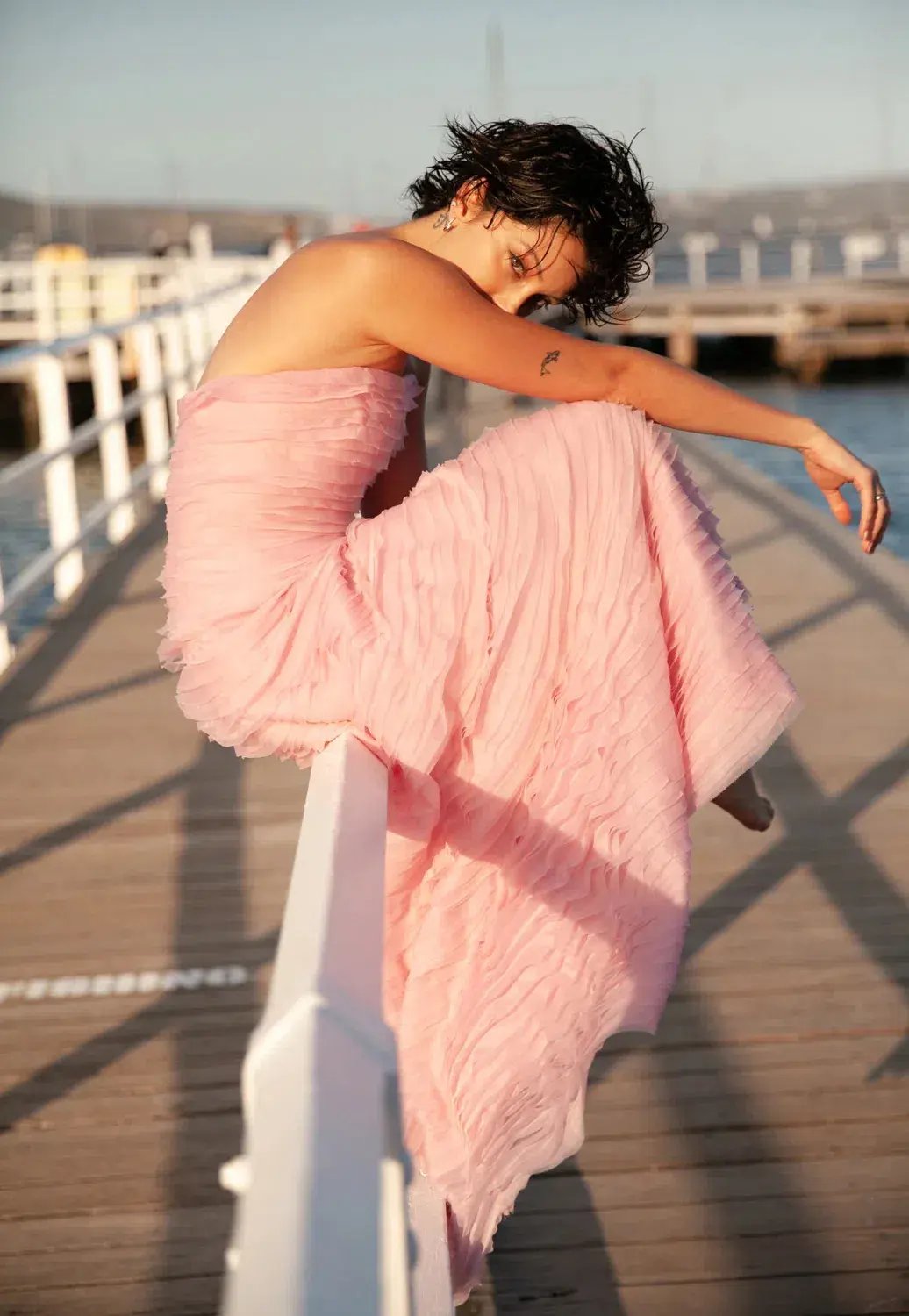 Aje Soundscape Maxi Dress in Chalk Pink Size 8 photo 4