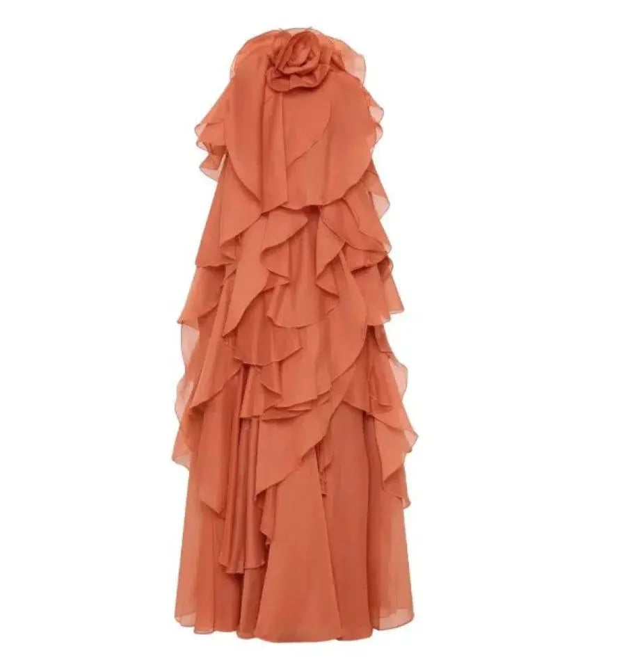 Aje Pandorea Layered Maxi Dress Coral Clay Size AU 16 photo 5