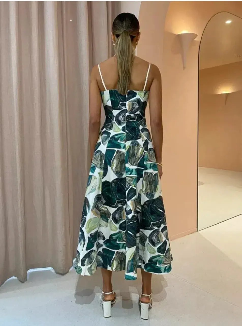Alemais Siena Bandeau Midi Dress Print Size 8 photo 2