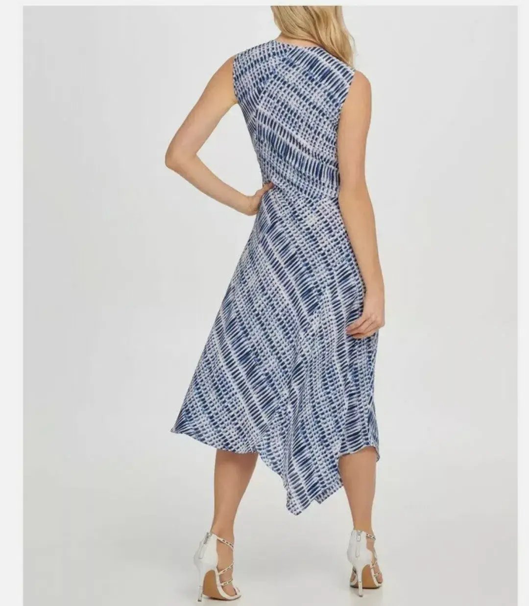 DKNY Vneck Wrap Colorblock Panel Dress Print Size 16 photo 3