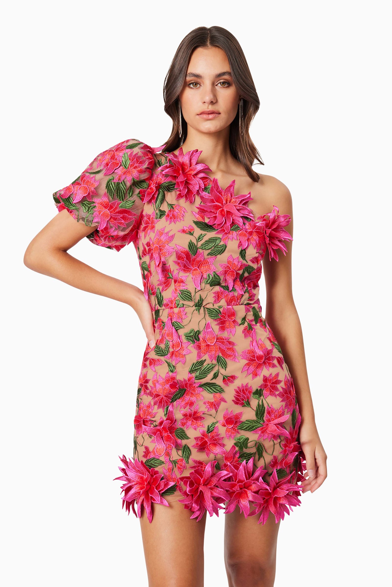 ELLIATT VALENTINA ONE SHOULDER DRESS - PINK MULTI photo 2