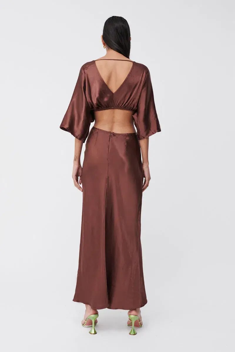 Suboo Tate Twist Wrap Front Maxi Dress Chocolate Size S / AU 8 photo 3