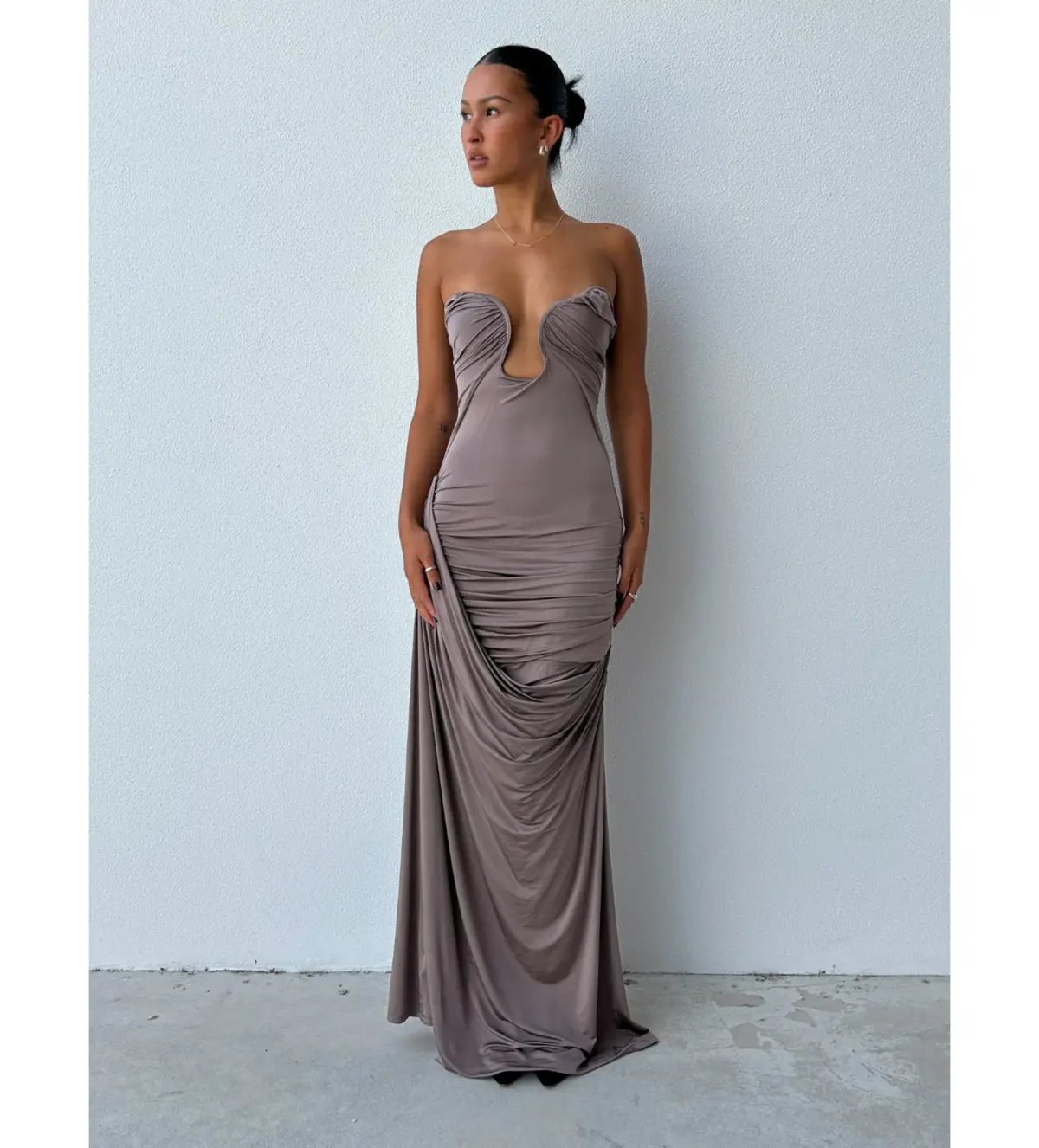 Paris Georgia Val Dress In Taupe Size S/ AU 8 photo 2
