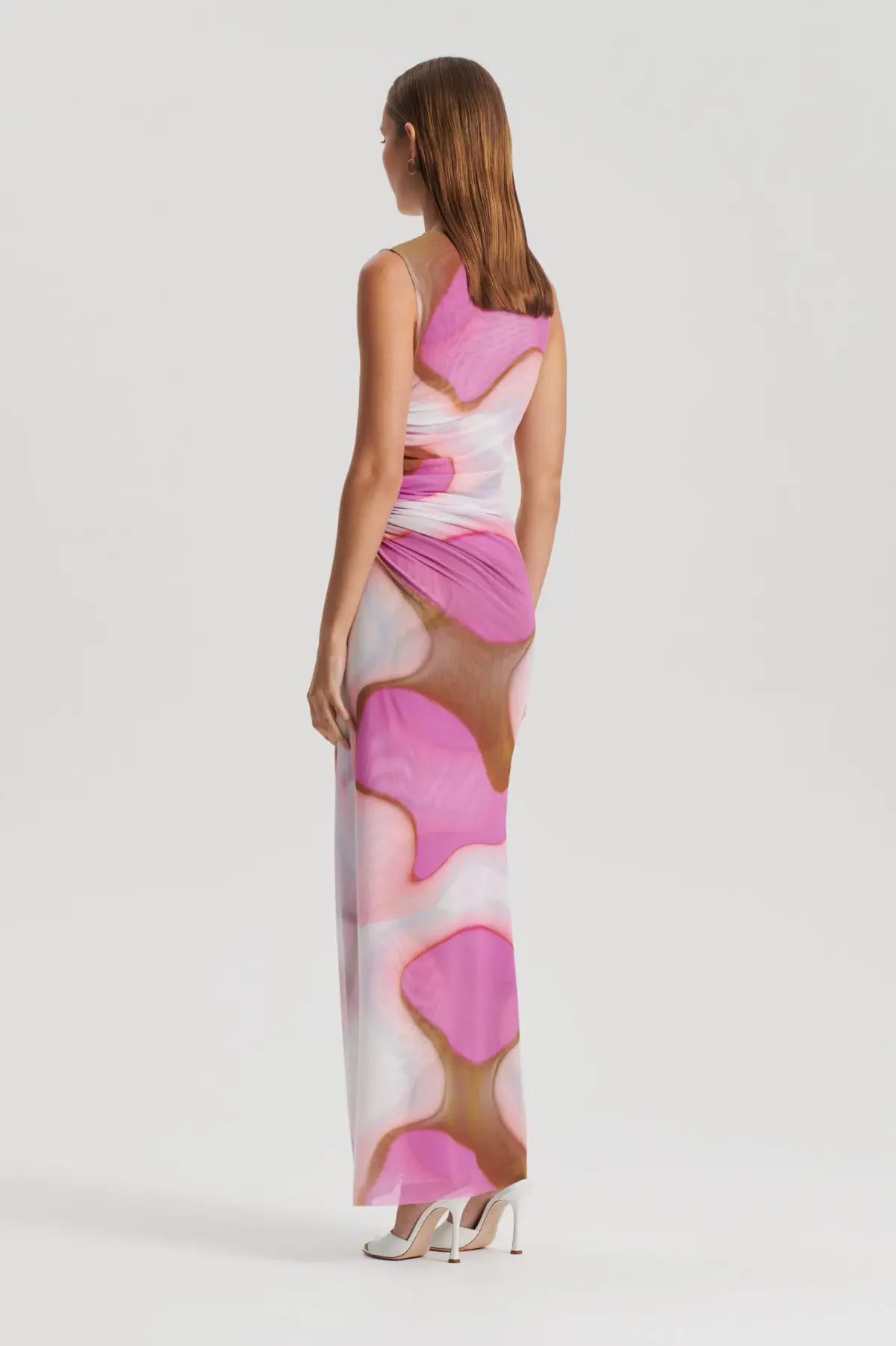 Scanlan Theodore Italian Watercolour Print Dress Pink Tan Size 8 photo 3