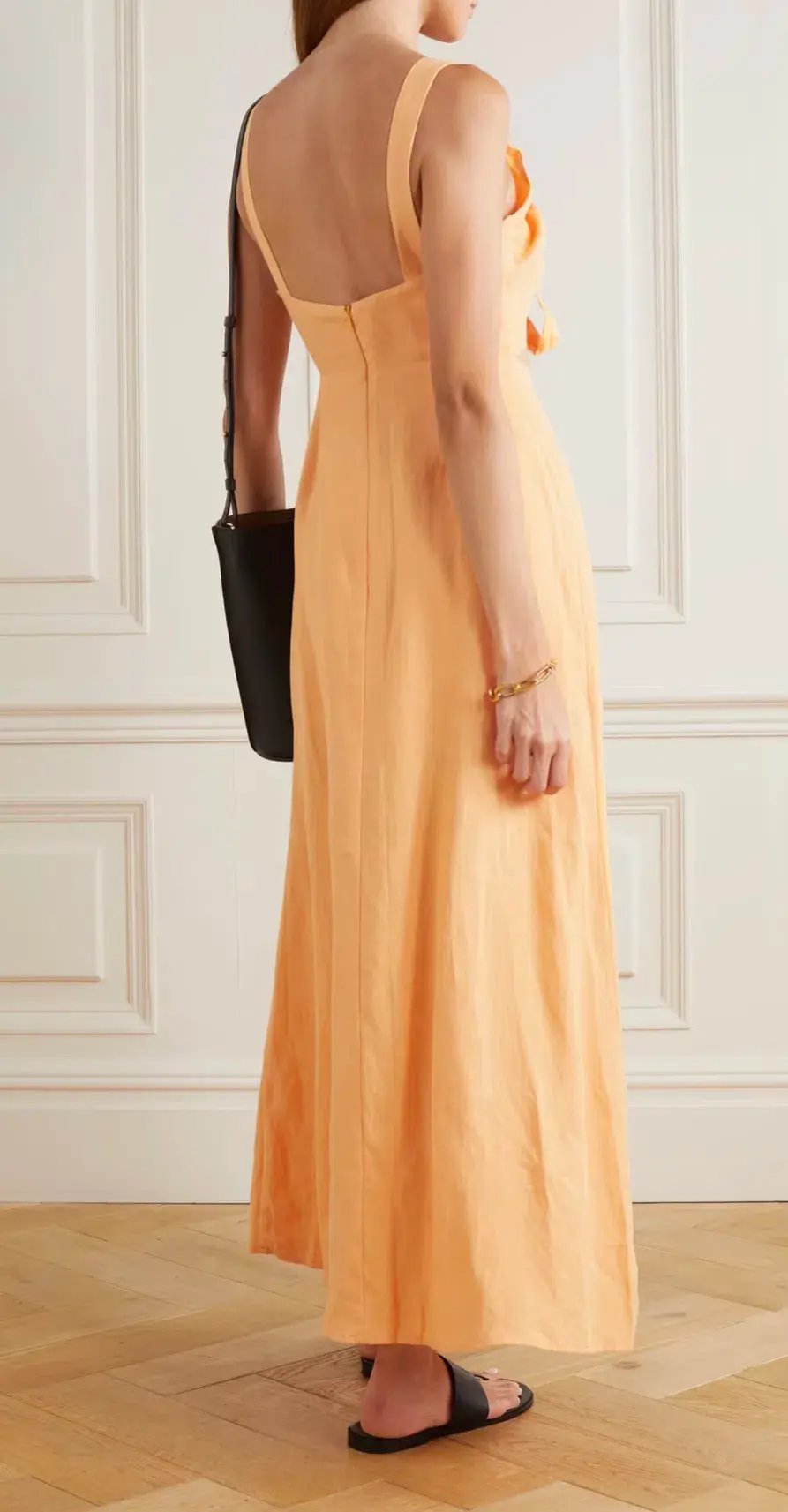 Bondi Born Tobgao Cutout Linen Maxi Dress Orange Size Small / AU 8 photo 2