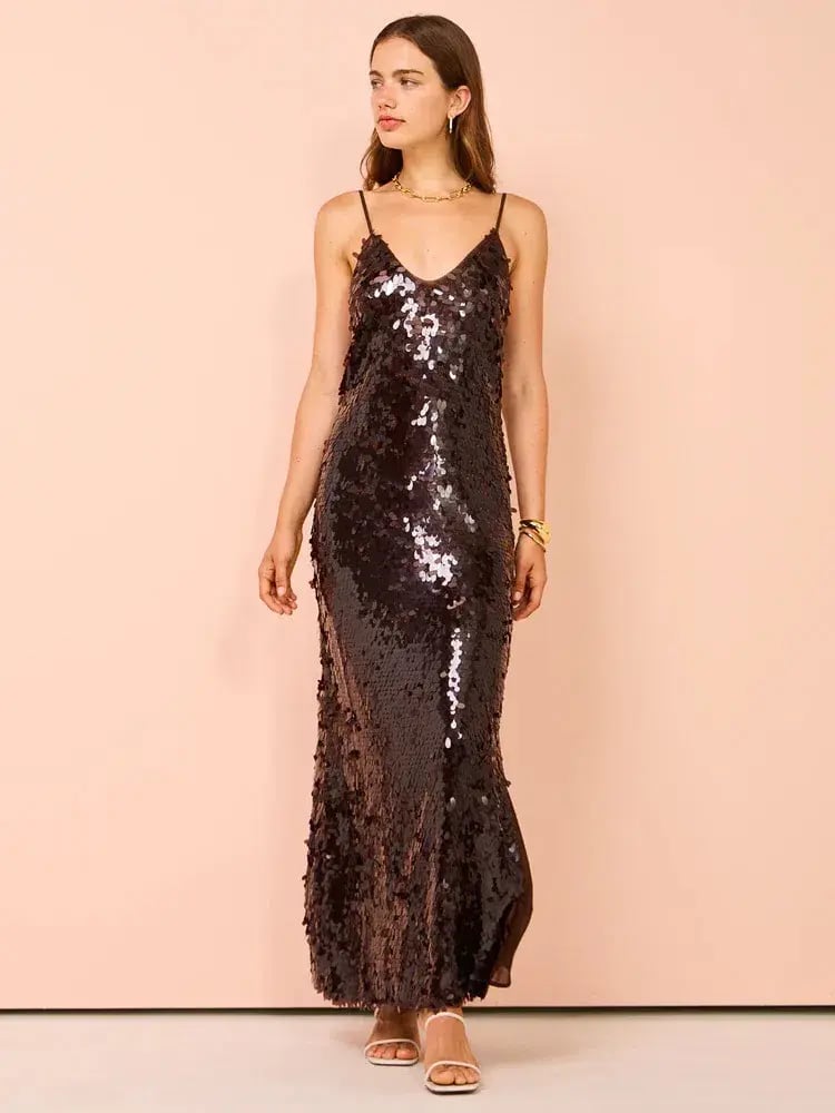 Alemais Geanie Sequin Gown Chocolate Brown Size 8 AU photo 4