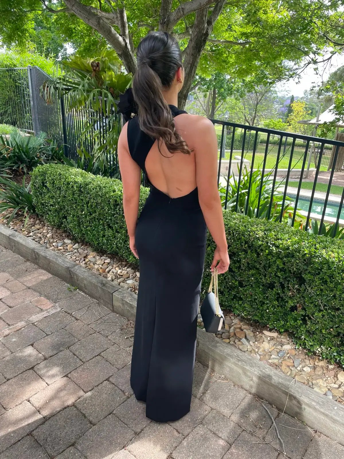 Carla Zampatti Crepe C Back Gown Black Size 6 photo 6
