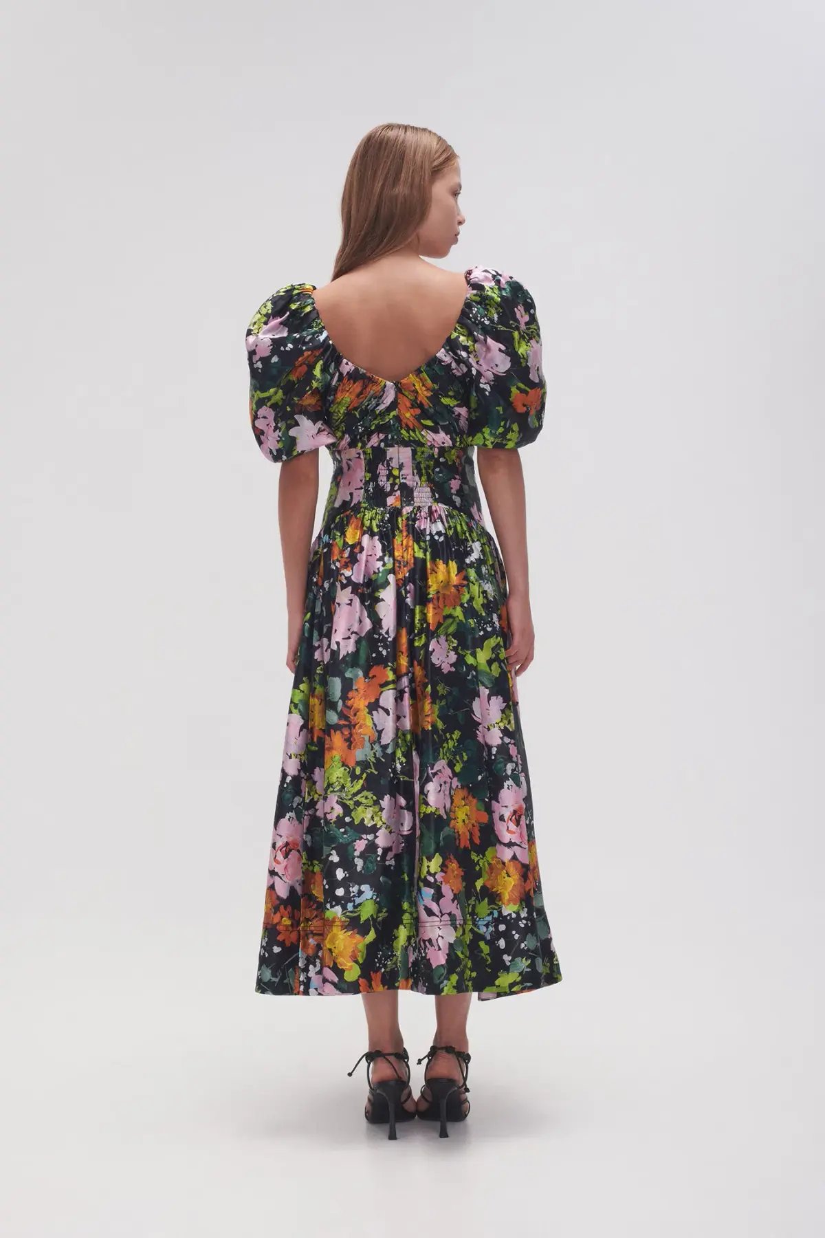 Aje Gabrielle Plunge Midi Dress Midnight Floral Size 8 photo 3