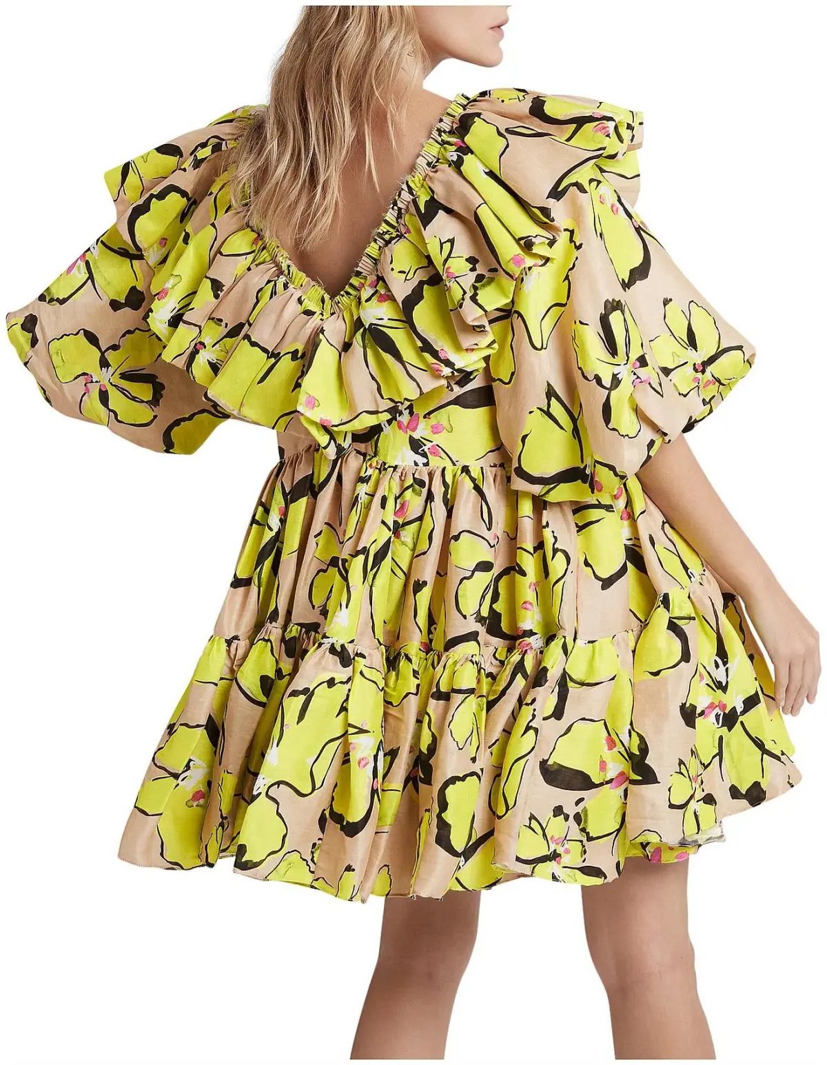 Aje Pelicano Citrus Bloom Ruffle Mini Dress Print Size 4 photo 2
