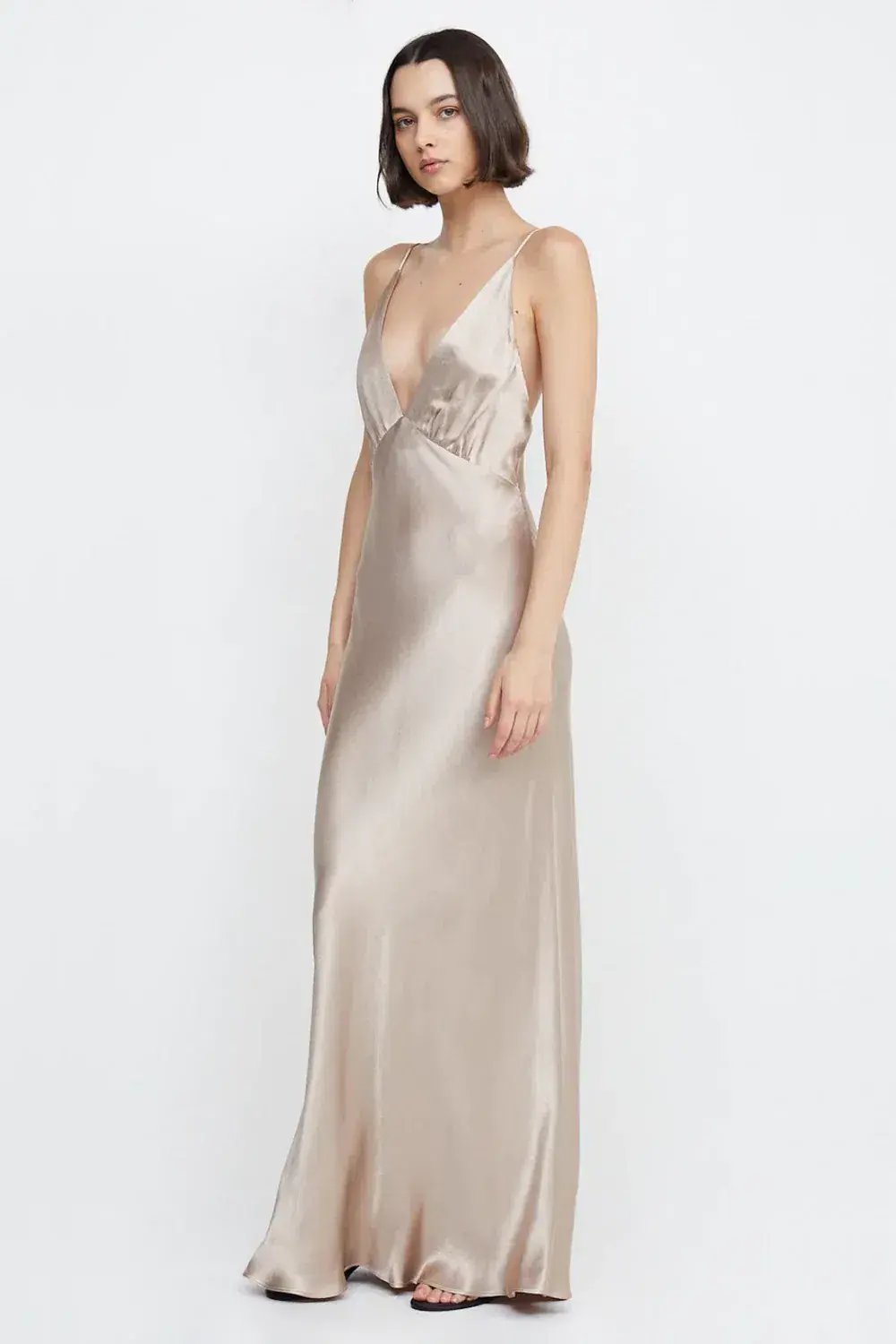 Bec & Bridge Lorelai V Maxi Dress Smoke Taupe Size 8 photo 4