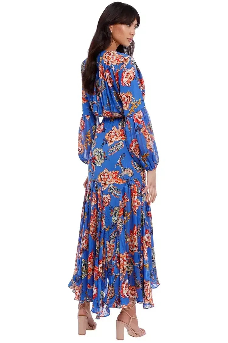 Elliatt Balance Dress in Blue/Print Size 10 photo 6