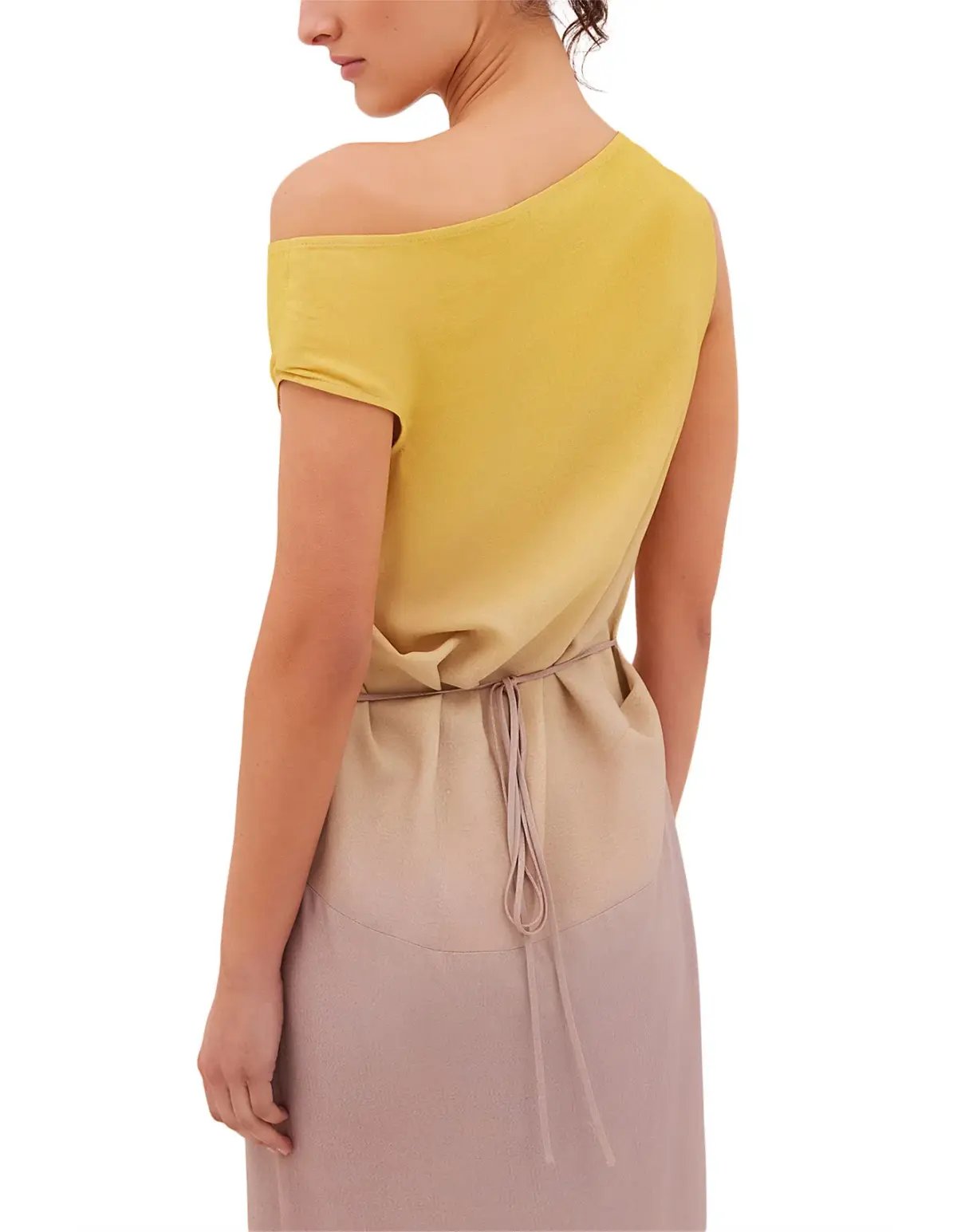 Bianca Spender Taupe Ombre Satin Expansive Dress Multi Size 8 photo 3