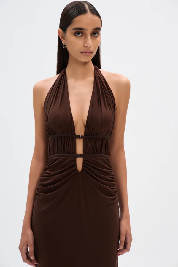 MISHA CELINE MESH DRESS - ESPRESSO photo 3