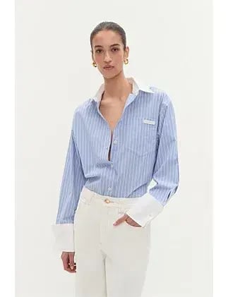 Aje Studio Palmer Striped Shirt Blue Size 6 photo 6
