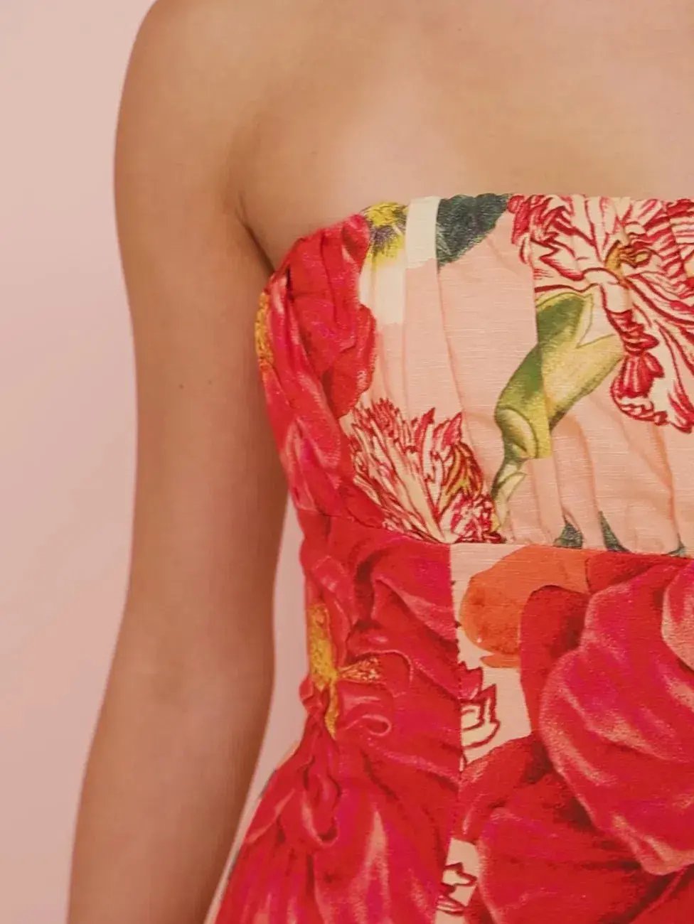 By Nicola Viva Strapless Maxi Dress In Raspberry Punch Floral - Size 8 photo 2