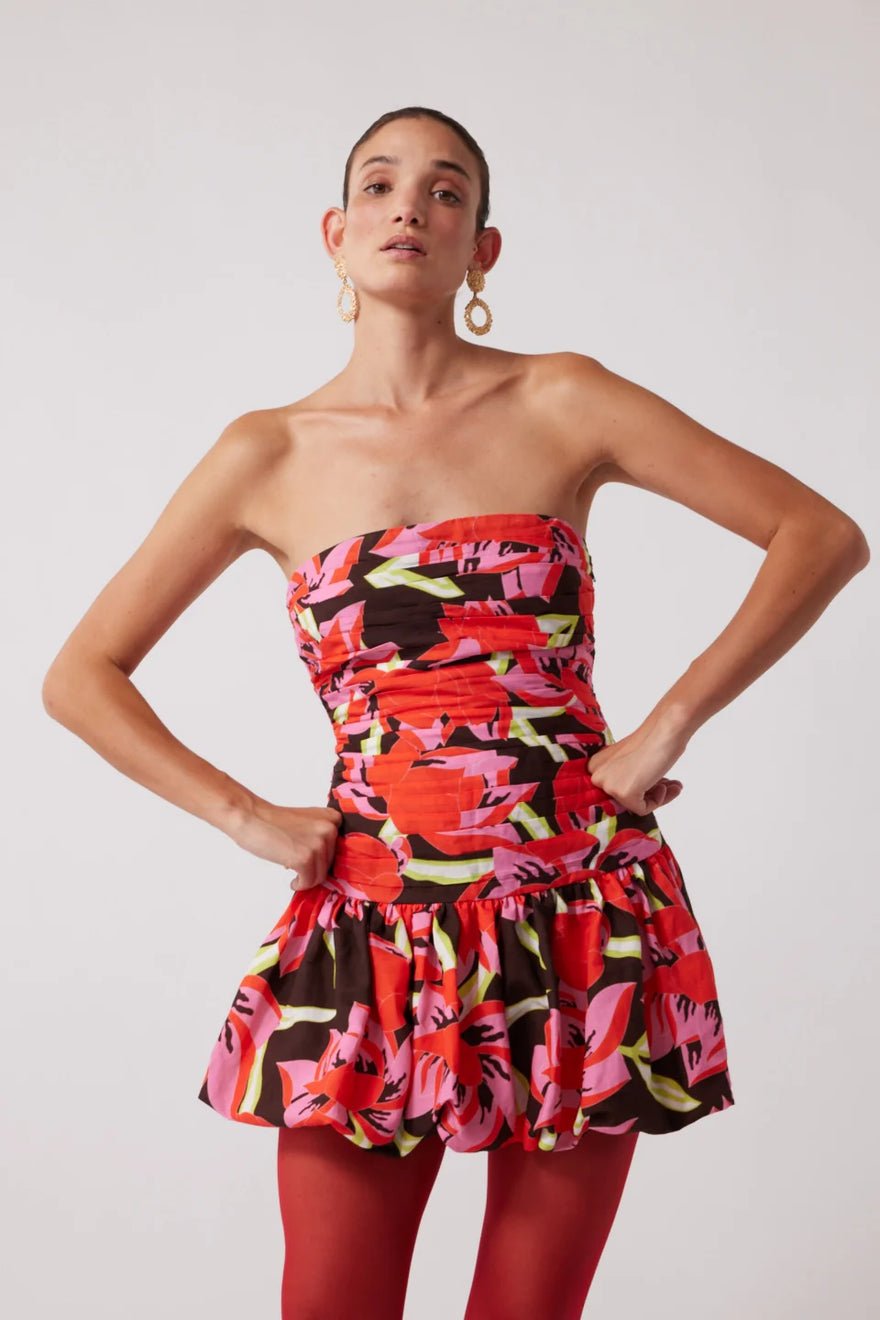 The Wolf Gang Dolcie Strapless Mini Dress - Rojo Print photo 4