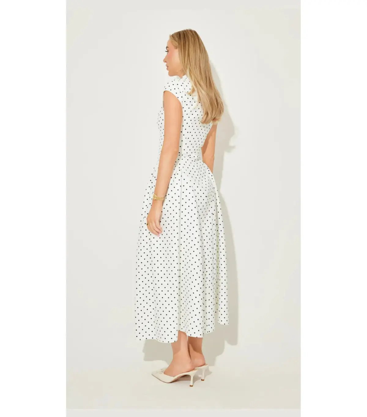 Odd Muse Cap Sleeve Midi Dress in White Polka Dot Size S / AU 8 photo 2