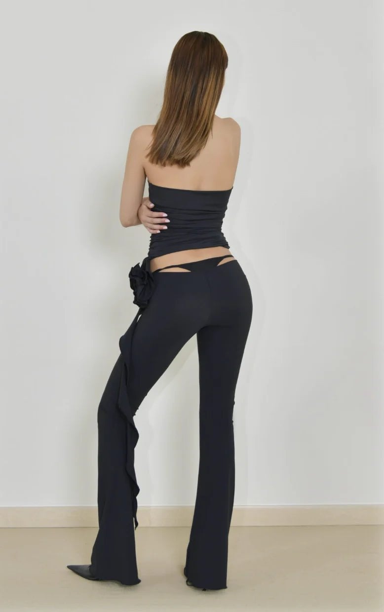 Fanci Club The Rose Tube Top And The Gun Pants Set - Black photo 3