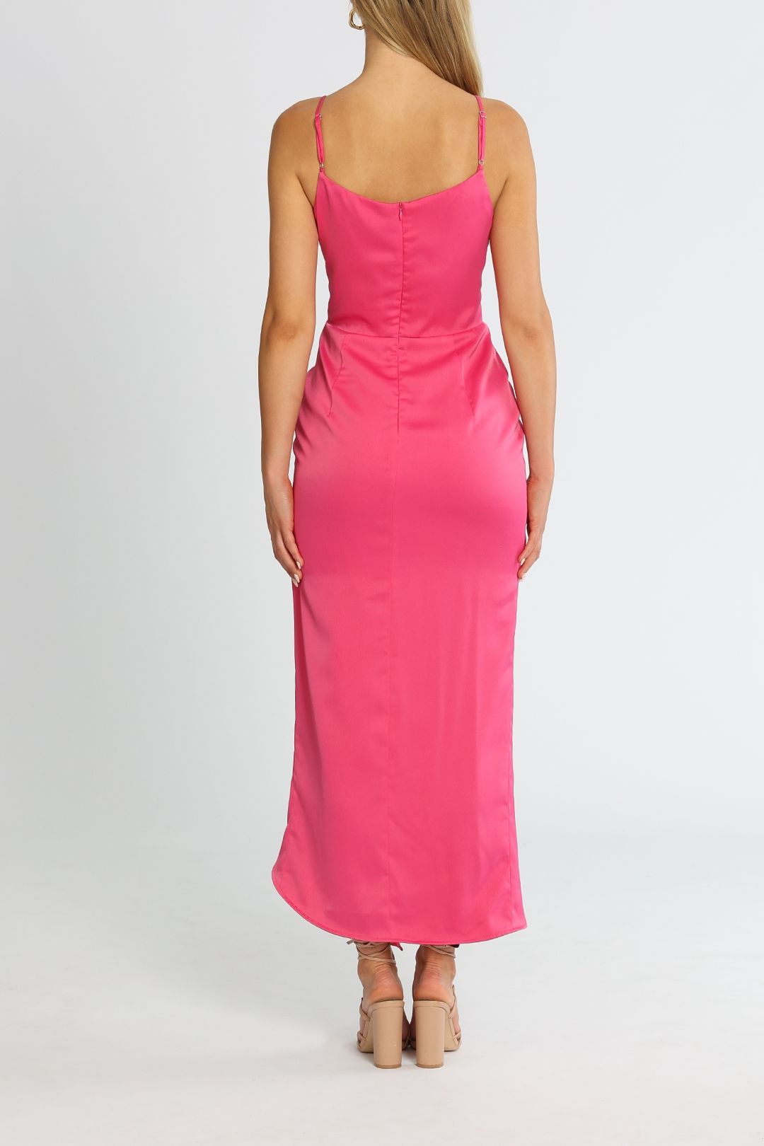 Gathered Waist Midi Dress - Pink Punch photo 3