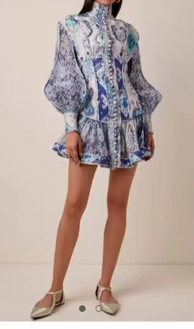 Zimmermann Glassy Long Sleeve Mini Dress Black Size 0 / AU 8 photo 4
