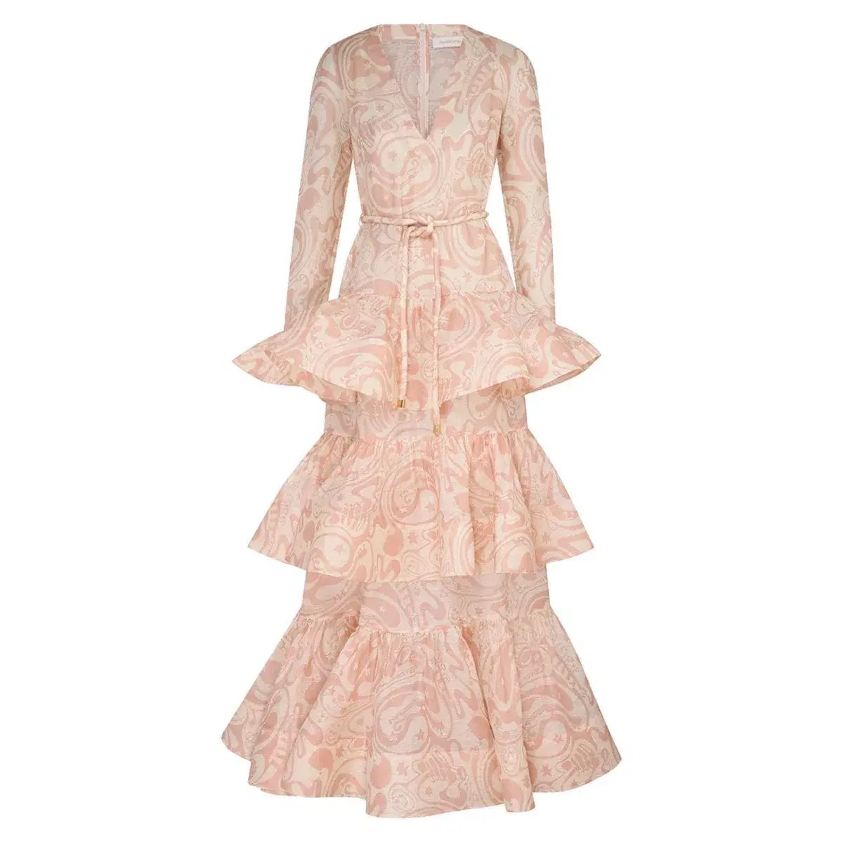 Zimmermann Matchmaker V Neck Maxi Gown in Pink Size 2 / Size AU 12 photo 4