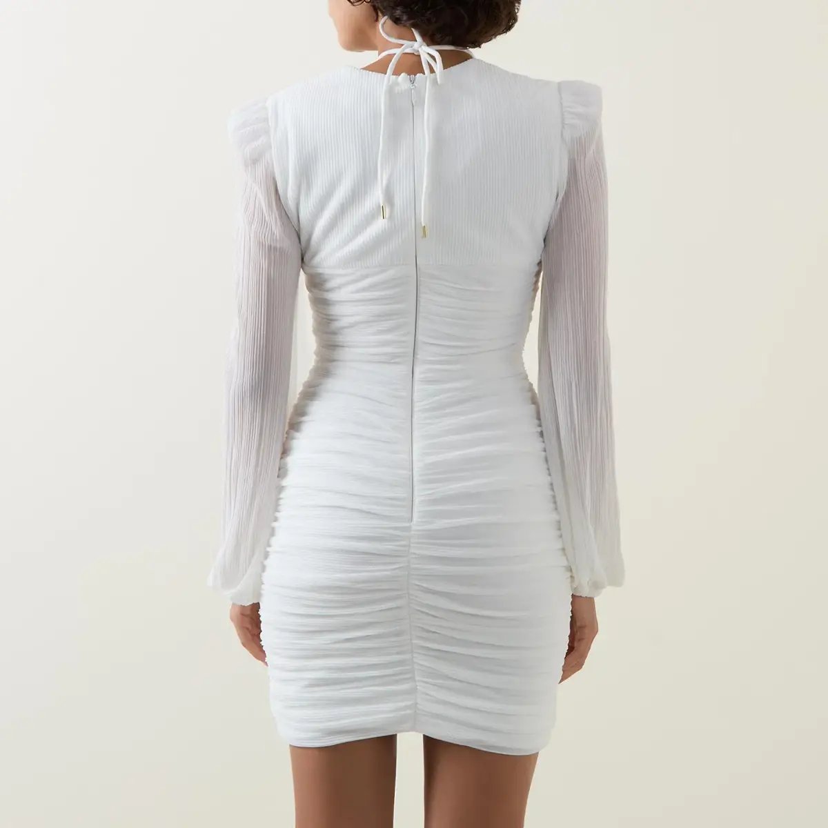 Rebecca Vallance Guinevere Gathered Woven Mini Dress White Size 10 photo 4