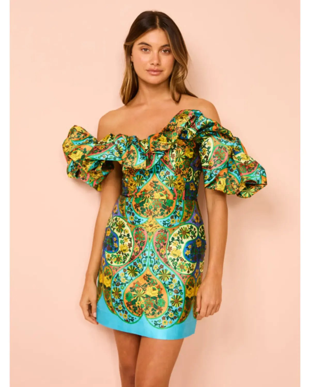 Alemais Sofie Off Shoulder Mini Dress Multi Floral Size AU 10 photo 3