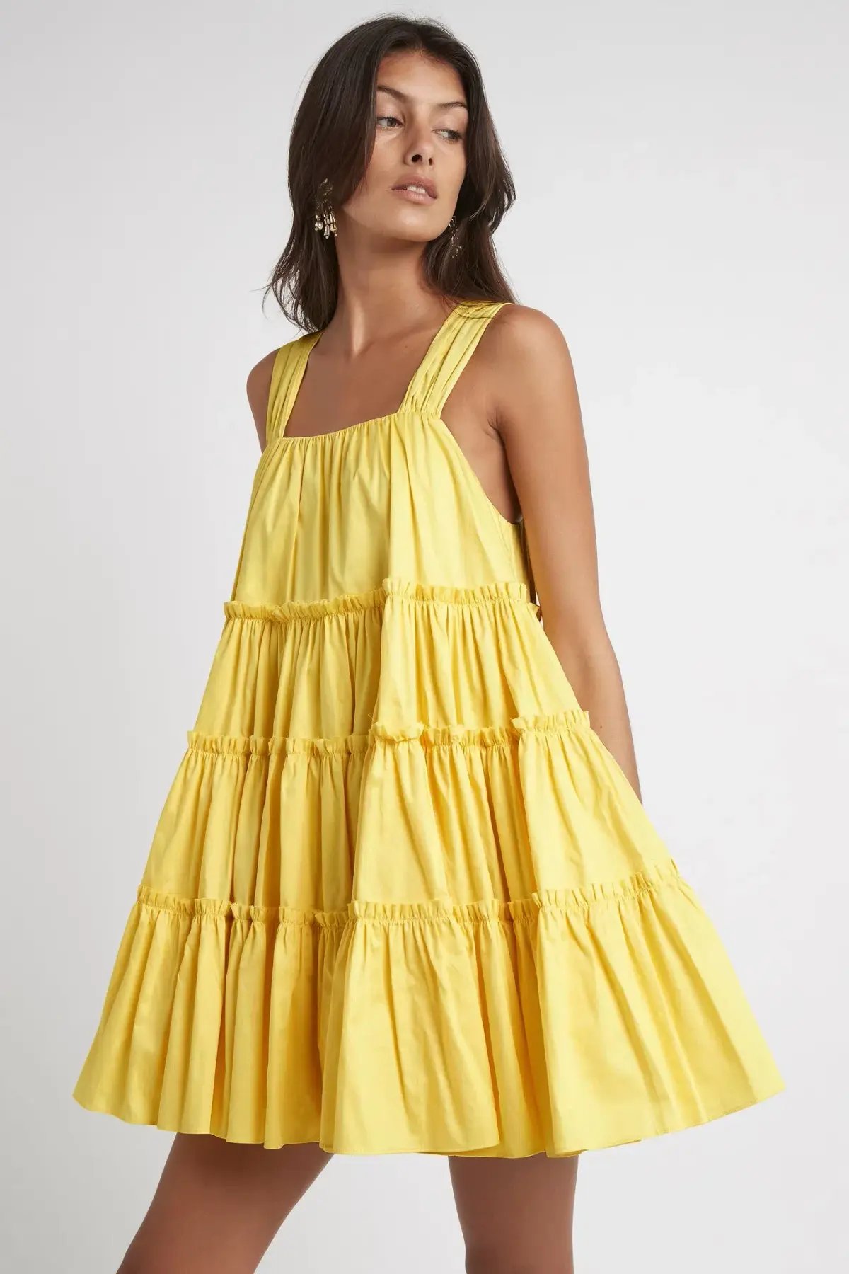 Aje Solstice Tiered Mini Dress Daisy Yellow Size 8 photo 4