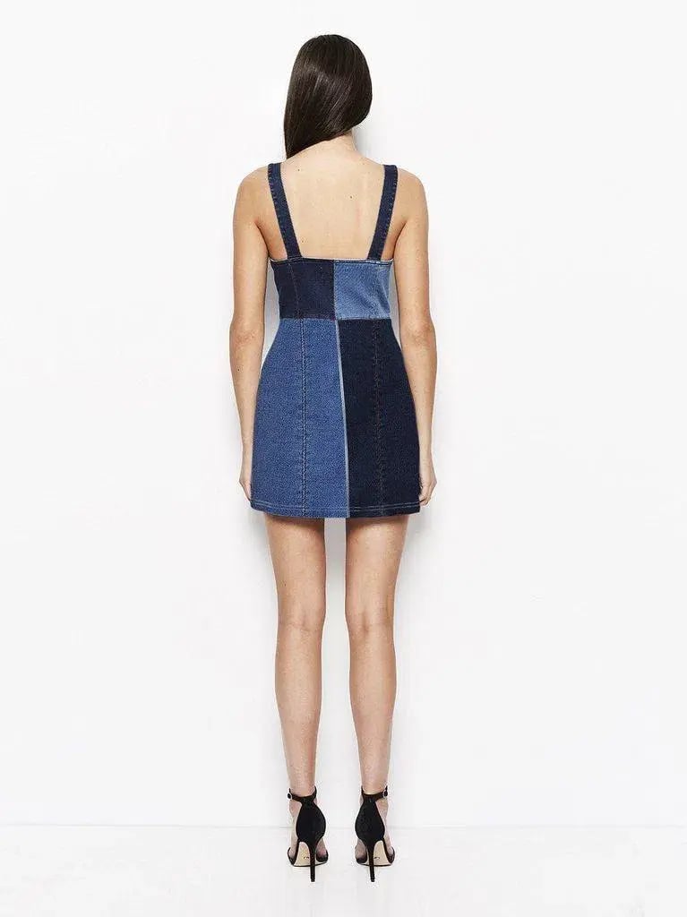 Alice McCall Hello It's Me Denim Patchwork Mini Dress Size 6 photo 3