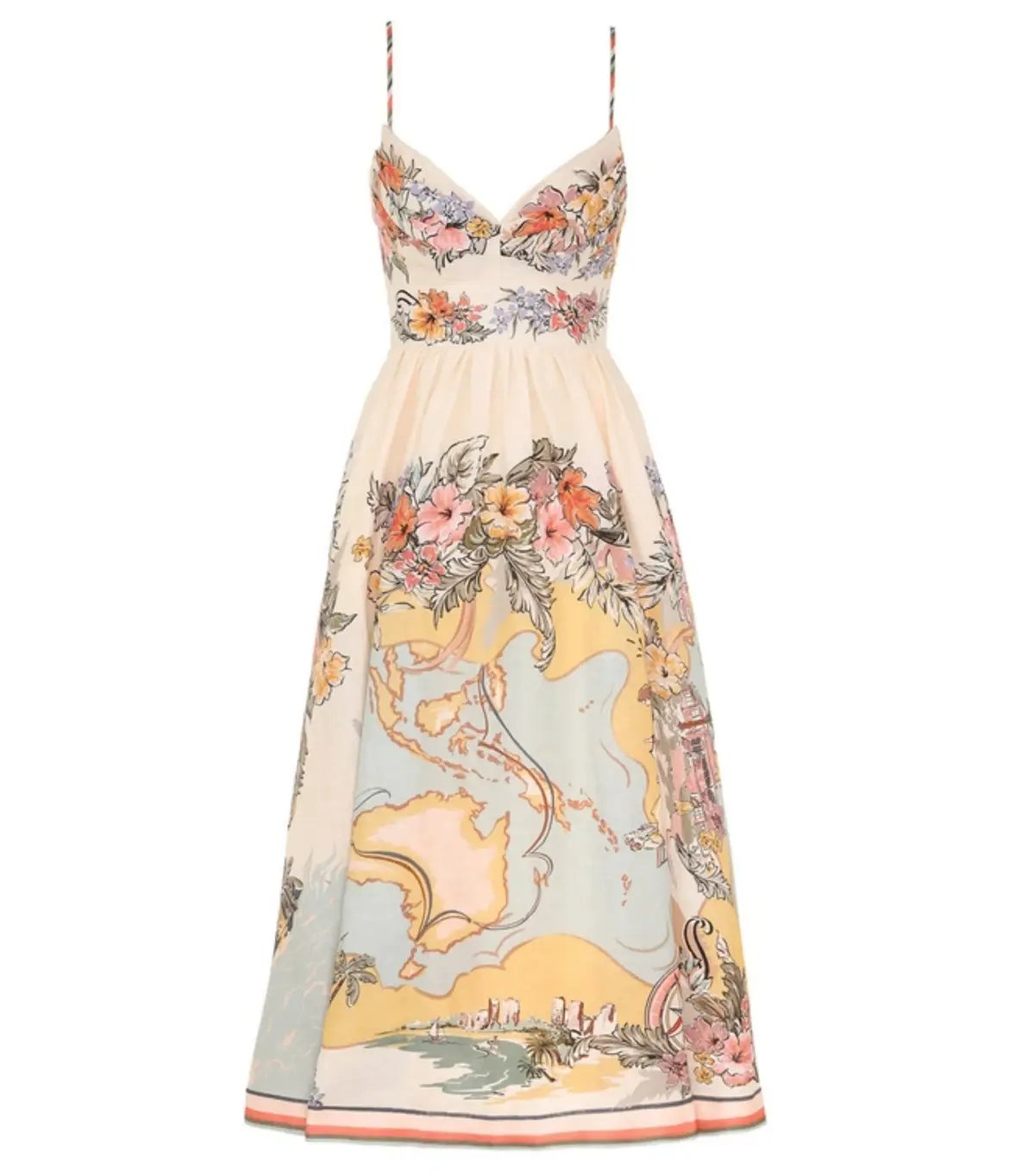 Zimmermann Tallow Tucked Bodice Dress in Nautical Map Size 2 / AU 12 photo 3