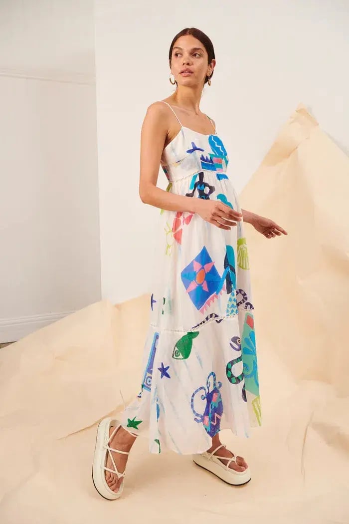Kate Ford Pella Ladder Bustier Dress Multi Print Size 0 /Au 6 photo 2