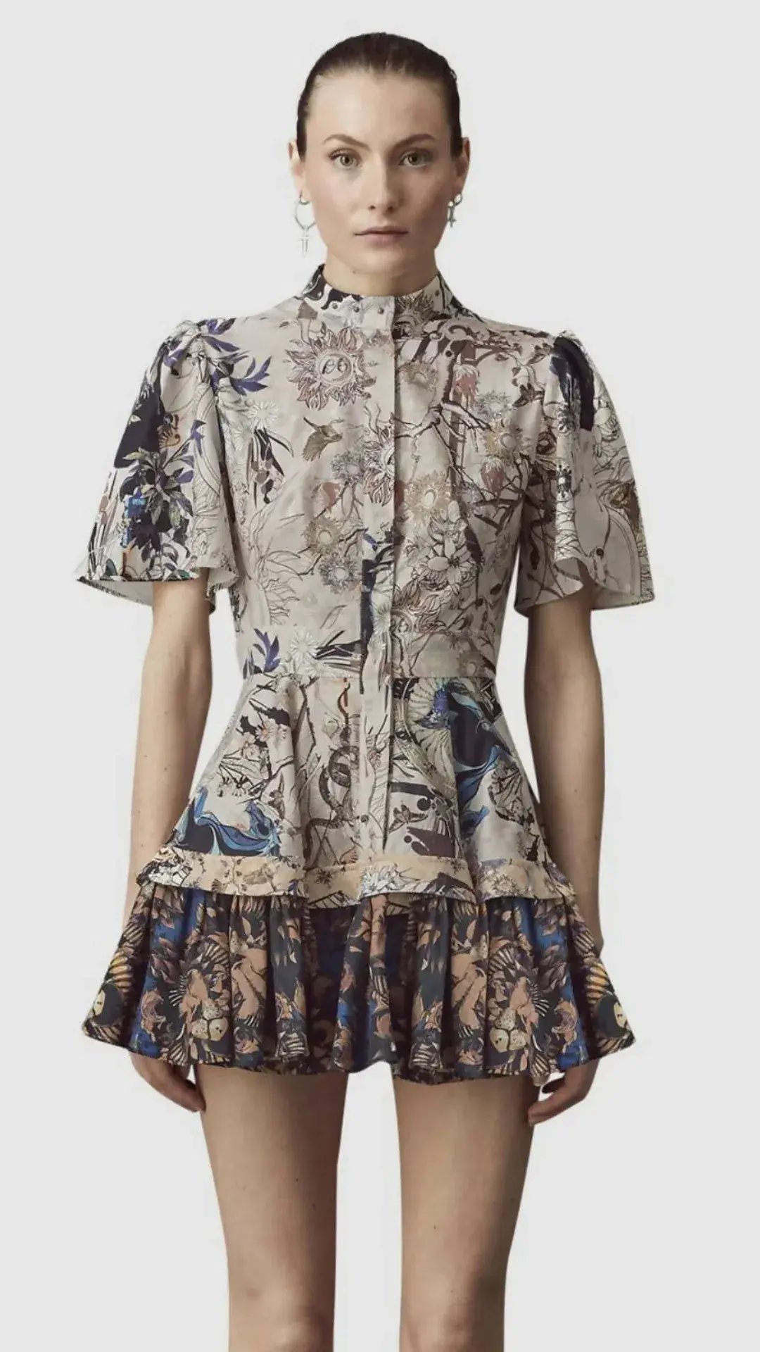 Leo Lin The Lover Cotton Linen Mini Dress Multi Size AU 8 photo 2