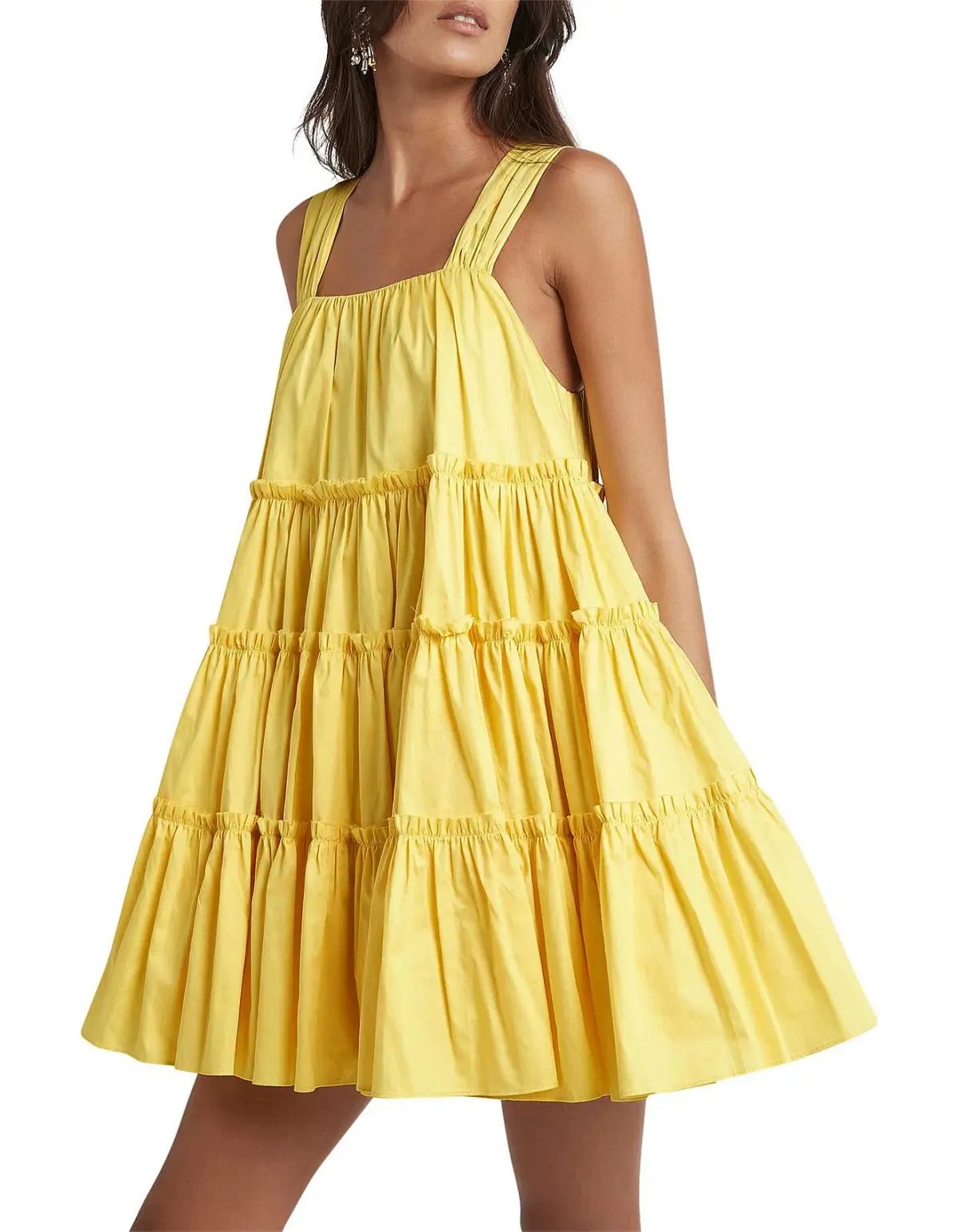 Aje Soltice Tiered Mini Dress Yellow Size 6 photo 4