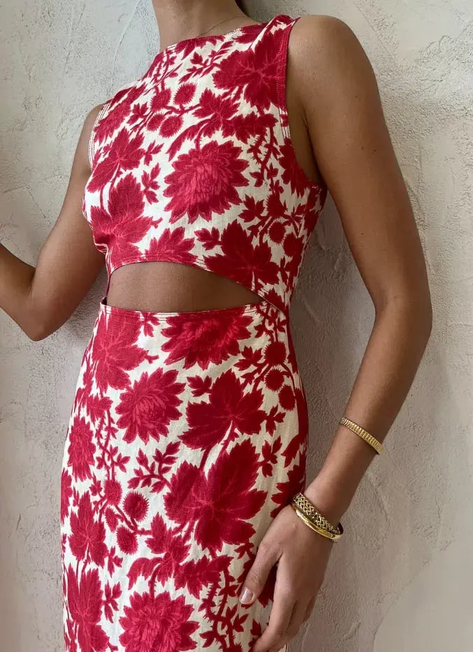 Sir the Label Cinta Cut Out Midi Dress Valentina Floral Print Size 8 photo 4