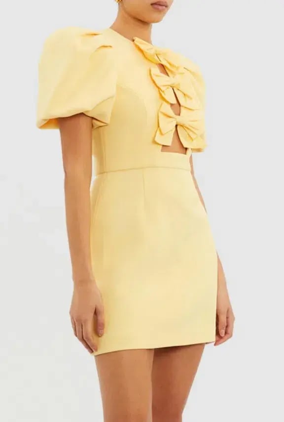 Rebecca Vallance Chloe Bow Mini Dress Yellow Size 12 photo 2