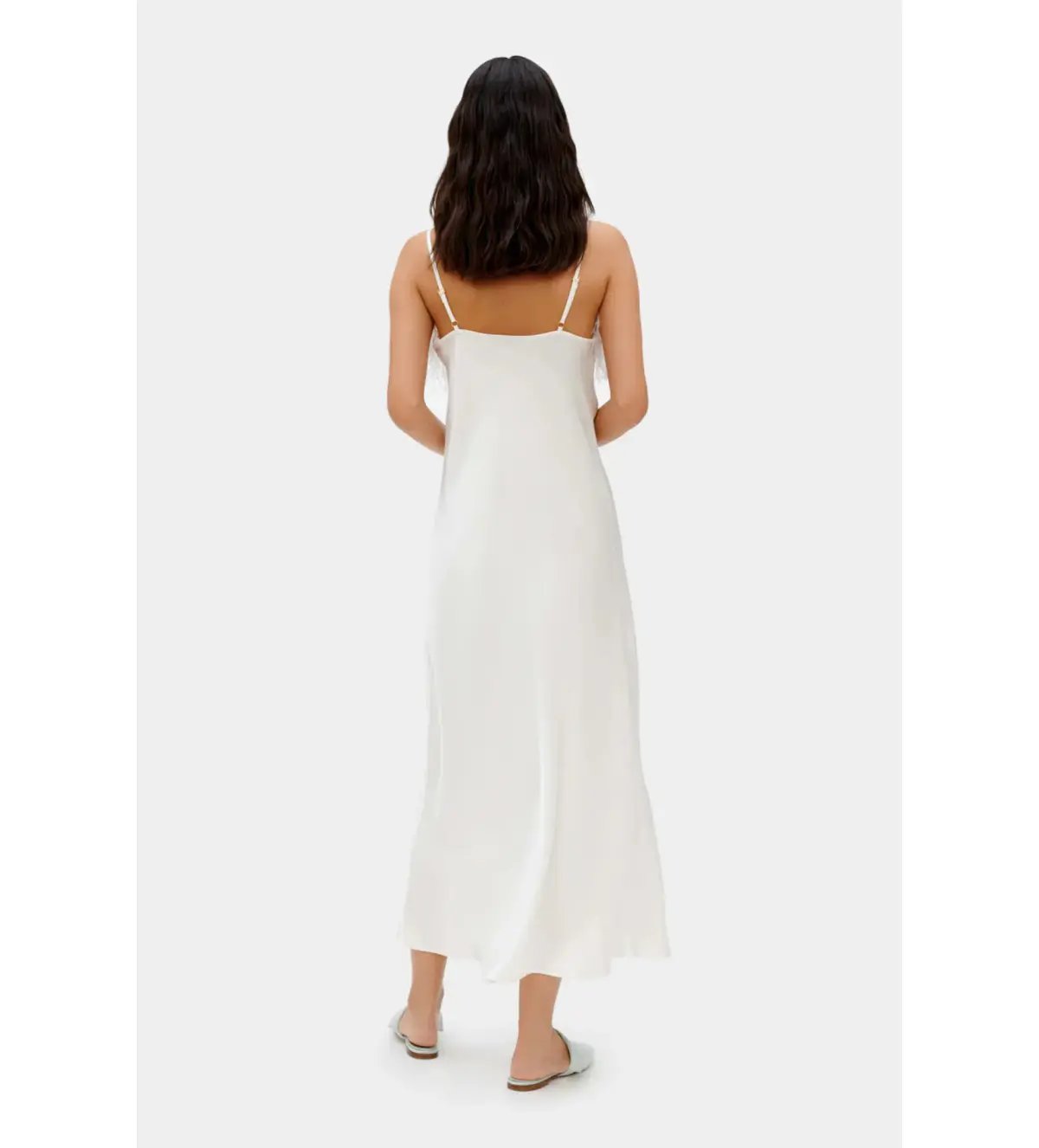 Sleeper Boheme Slip Midi Dress with Feathers in White Size 8 photo 2