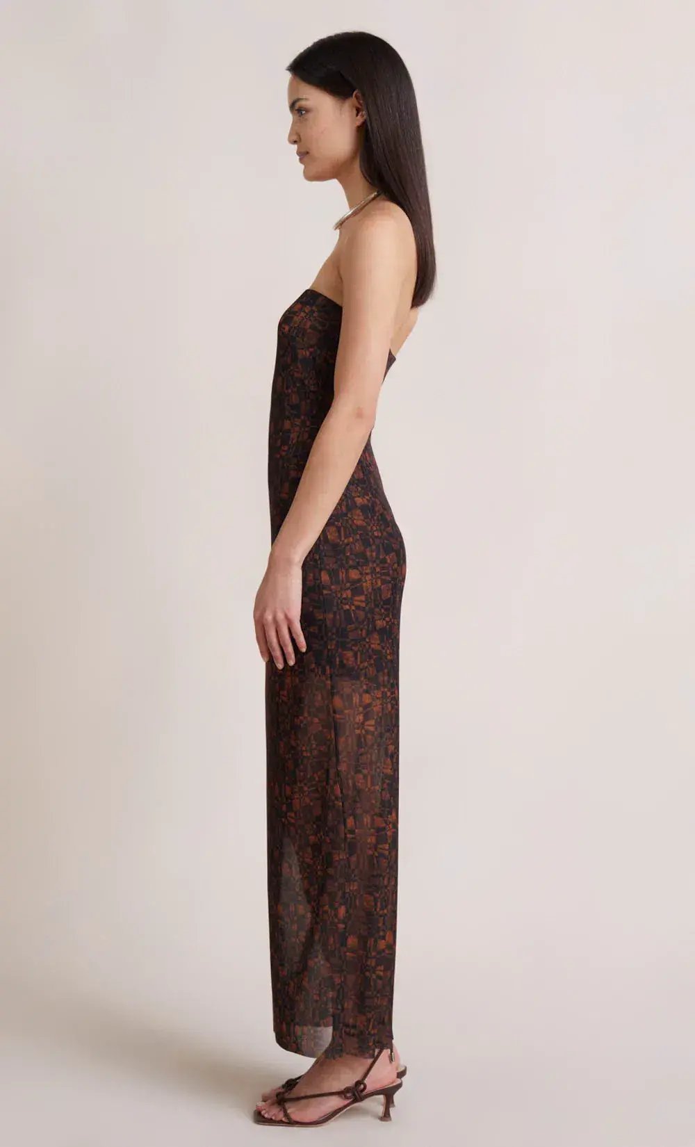 Bec & Bridge Checkmate Strapless Maxi Dress Print Size 12 photo 4