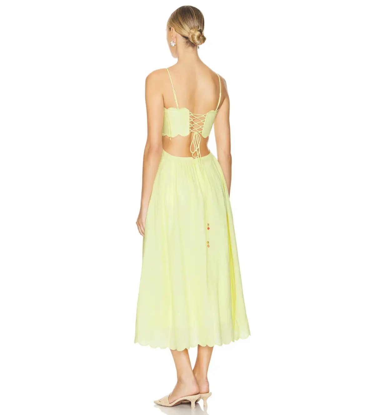 Zimmermann Halliday Scallop Midi Dress In Yellow Size 2 / Au 12 photo 2