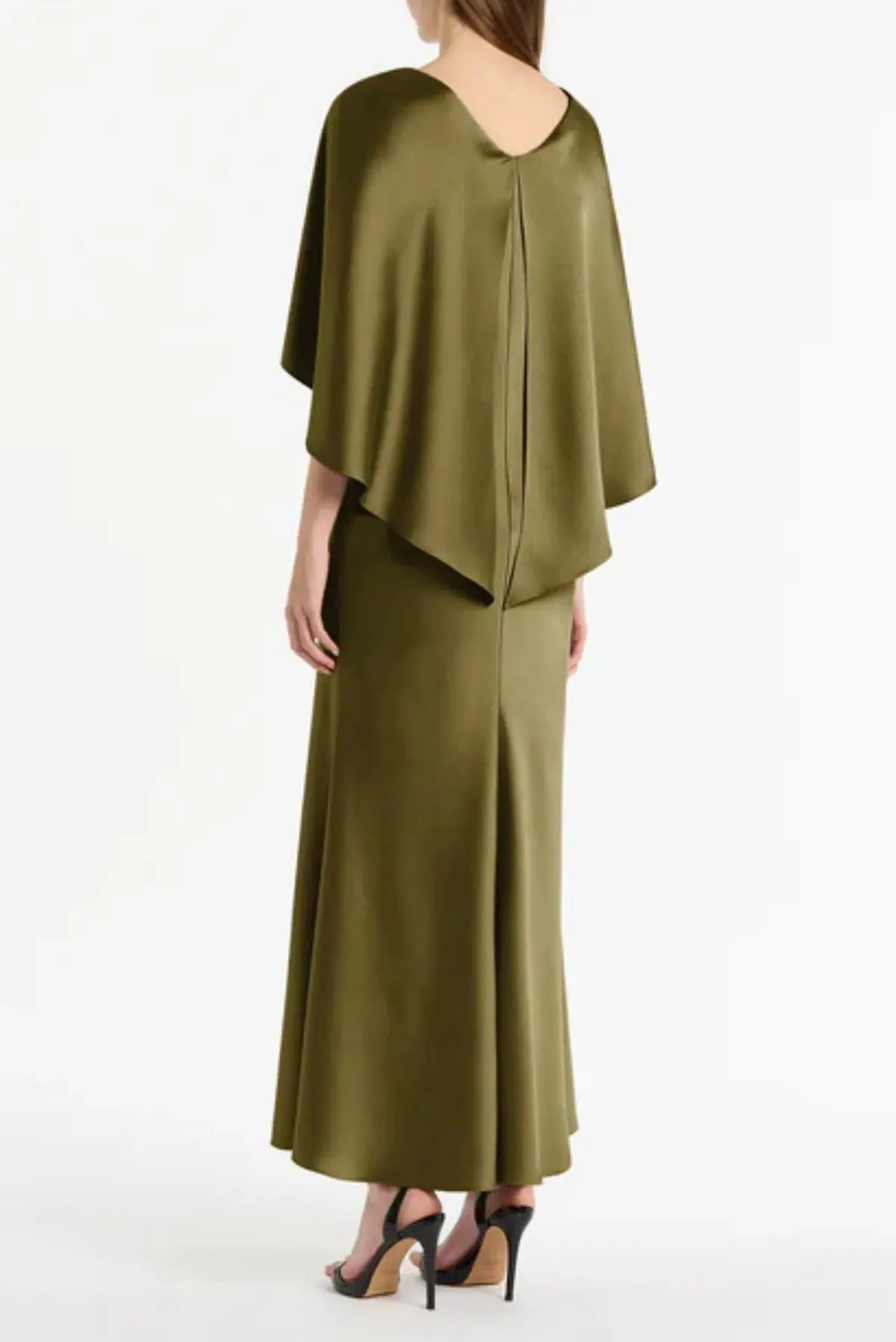 Carla Zampatti Moss Satin Cape Dress Size 12 photo 2