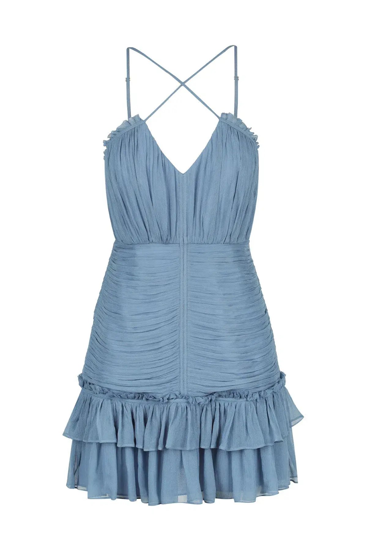 Shona Joy Lauren Mini Dress  Dusty Blue Size 6 photo 3