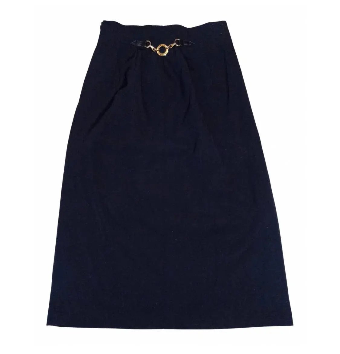 Céline Wool Mid-Length Skirt Navy Size 8 photo 4