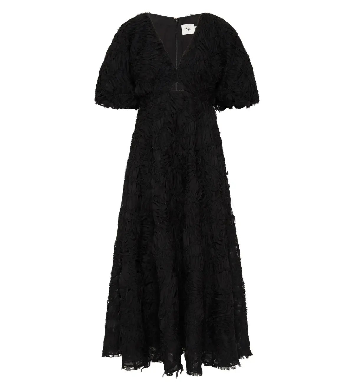 Aje Florential Textured Midi Dress Black Size AU 16 photo 4