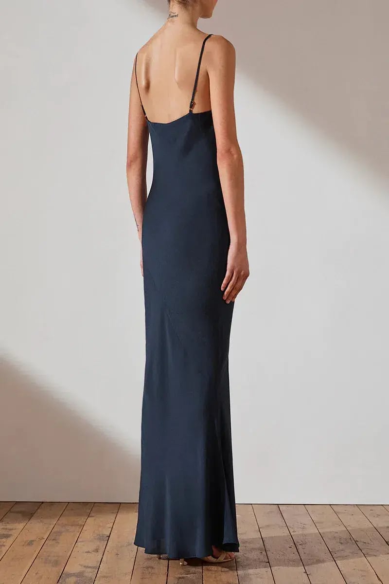 Shona Joy Luxe Bias Cowl Slip Dress Navy Size 10 photo 2