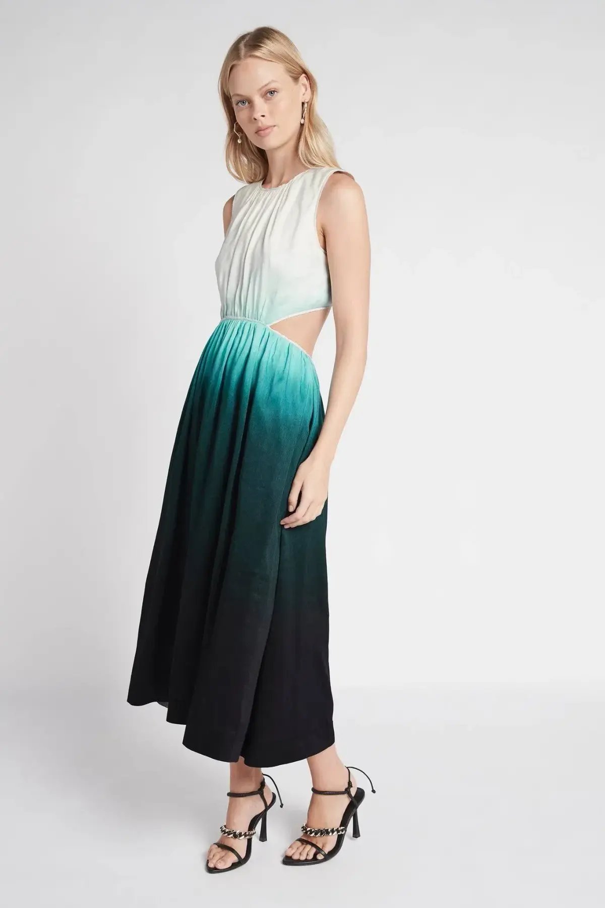 Aje Cosmos Cutout Midi Dress Teal Ombre Size 8 photo 3