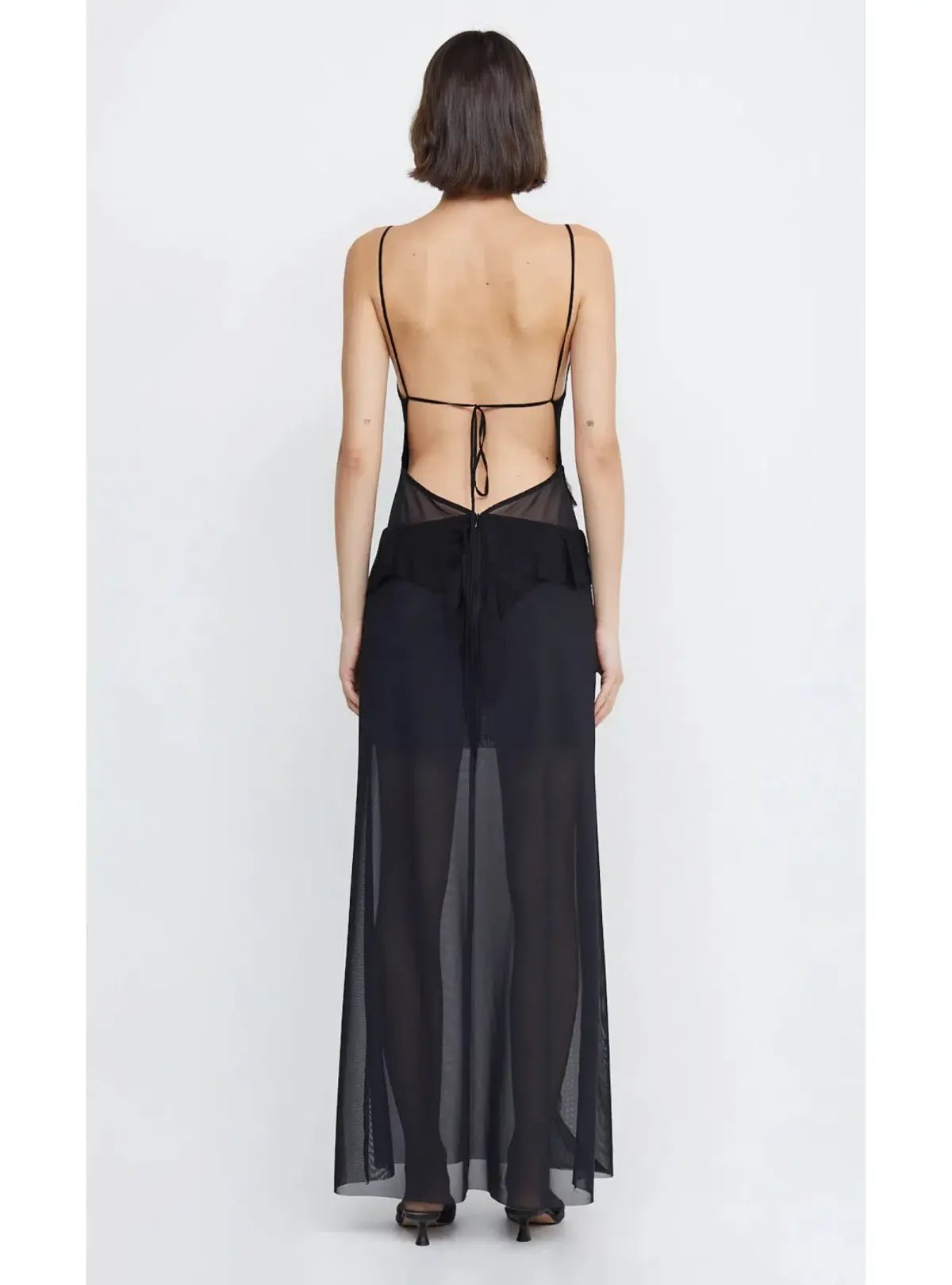 Bec & Bridge Aurelie Strap Frill Maxi Dress Black Size AU 8 photo 2