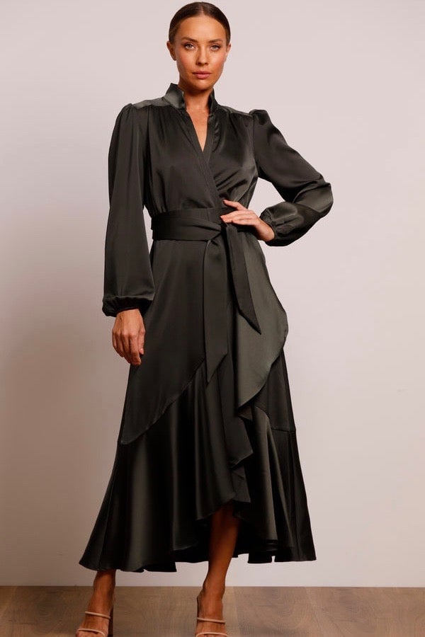 PASDUCHAS PINNACLE SLEEVE MIDI DRESS - DARK GREEN COMBAT photo 6