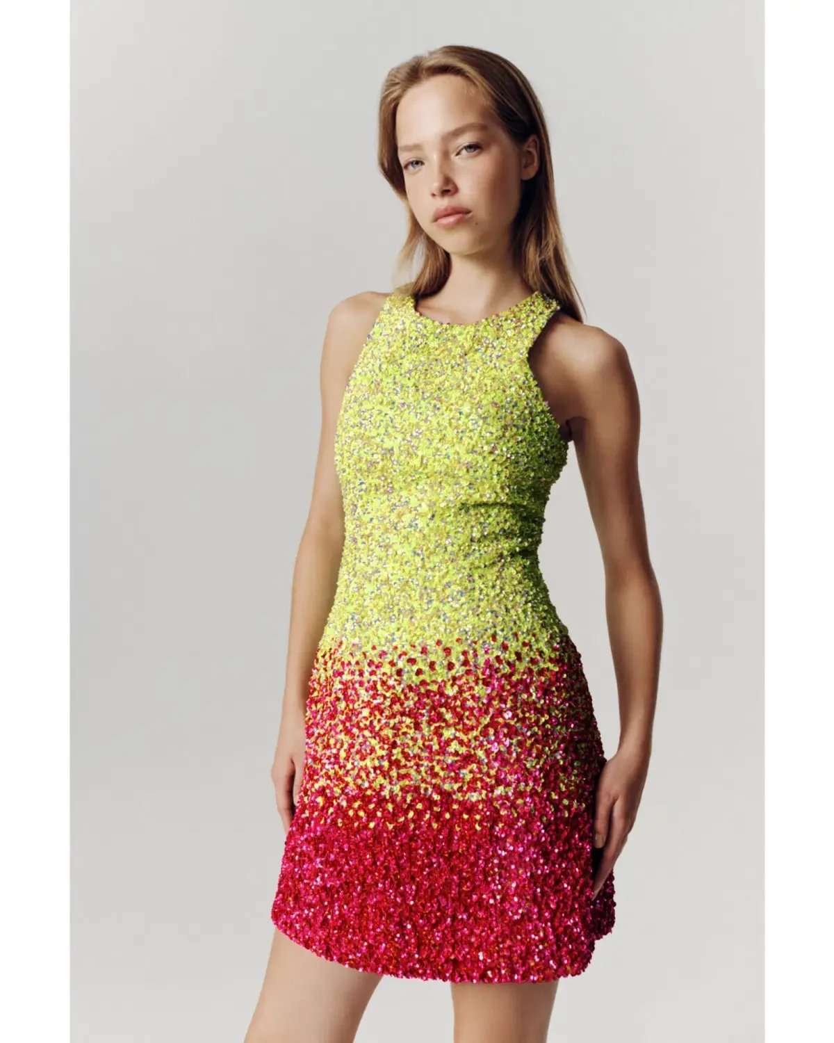 Aje Calypso Ombre Mini Dress Ombre Light Lime Green Size AU 8 photo 2